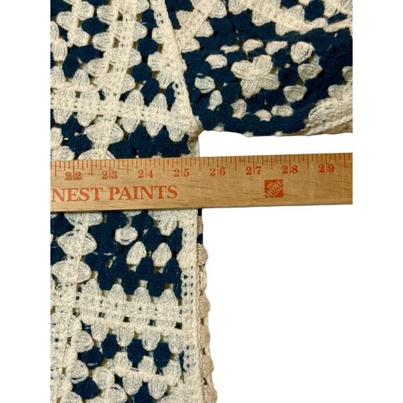 Anthropologie Cardigan Sweater Crochet Granny Square Knit Open Boho Retro OSFM - Picture 7 of 8